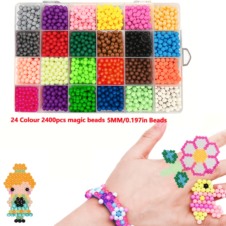 TEMU 2400pcs et Boîte de Rangement Perles Fournitures de Fabrication de Bijoux Perles d'Eau Perles de Fusible d'Eau Perles d'Artisanat Perles Puzzle