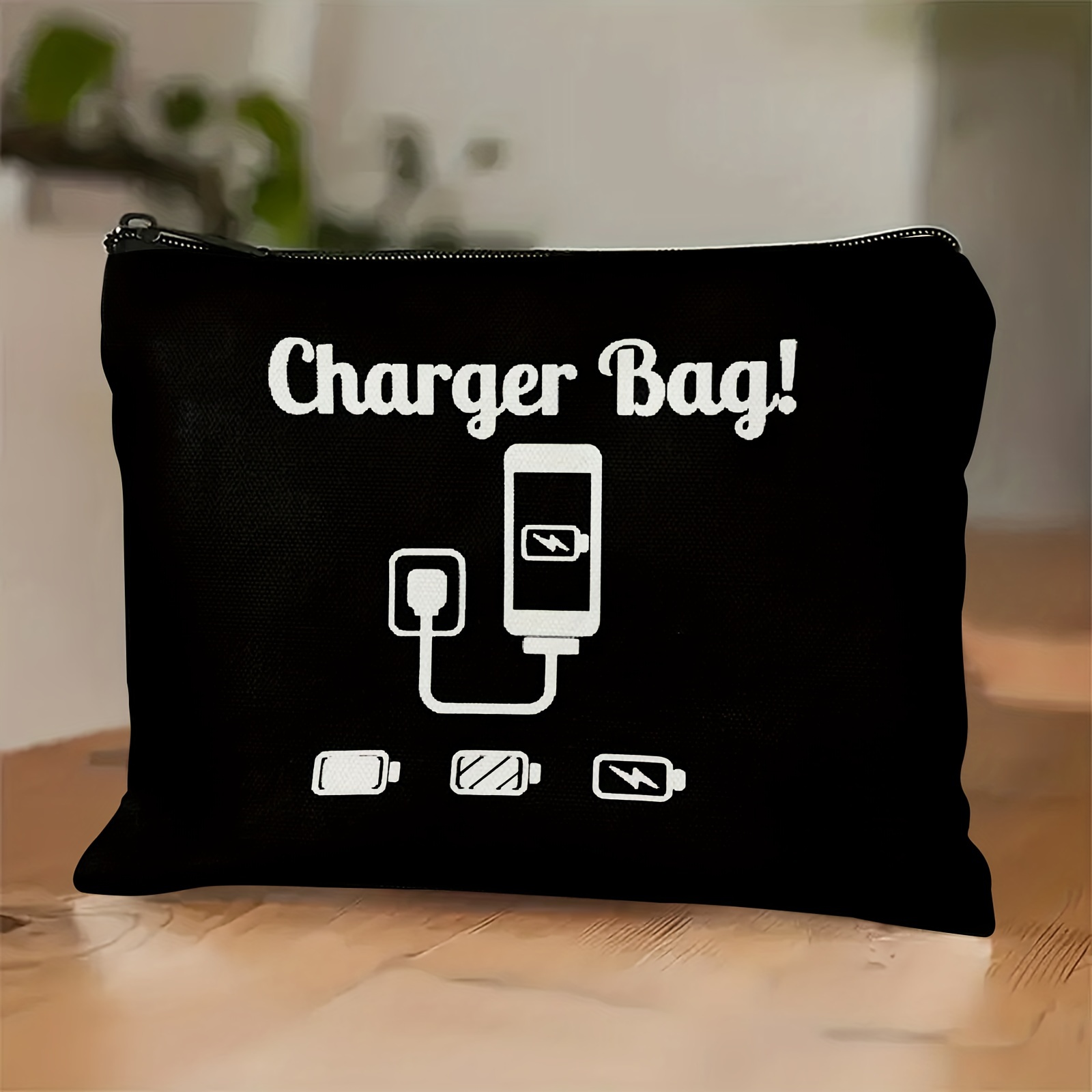 

Canvas Charger Bag - Non- Black Electronic Organizer Pouch With Random Printing, Unlined, Hand-washable - Travel Cable Accessory Case From Shaodong