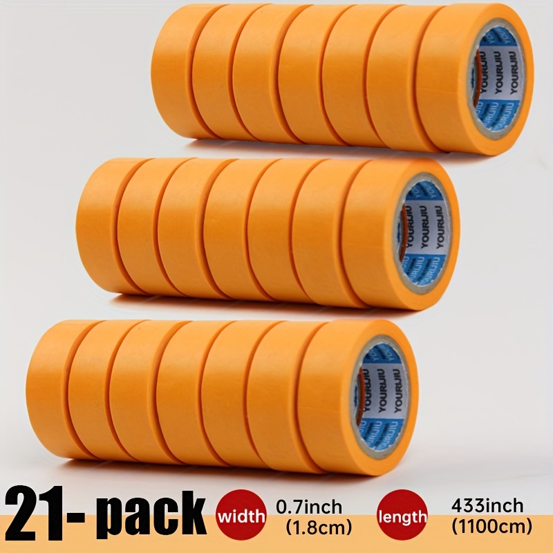 E-shop 21-Rollen-Vorteilspackung Japanisches Washi-Tape, 1,8 cm breit, orangefarbenes farbtrennendes Abdeckband für professionelles Malen, Abdeckband