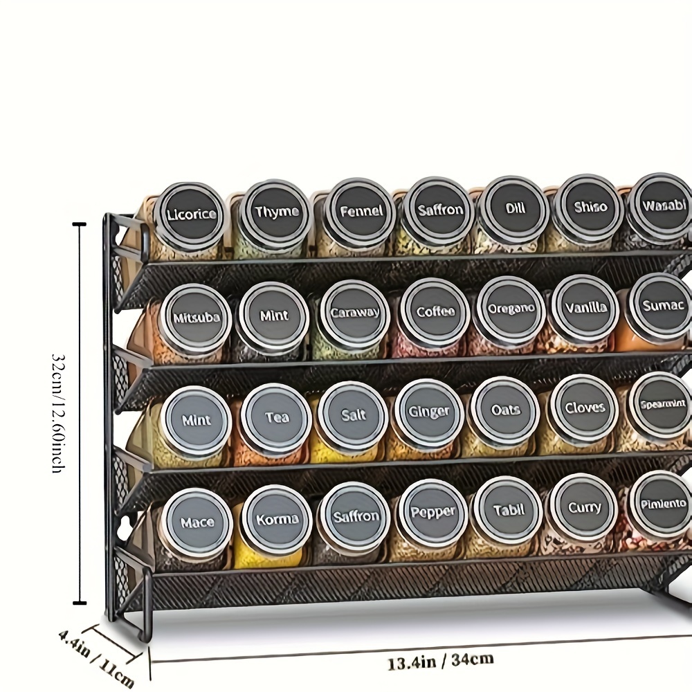 

Cofit 4-tier Black Metal Spice Rack - Wall Mounted, Punch-free Kitchen Organizer For & Bottles