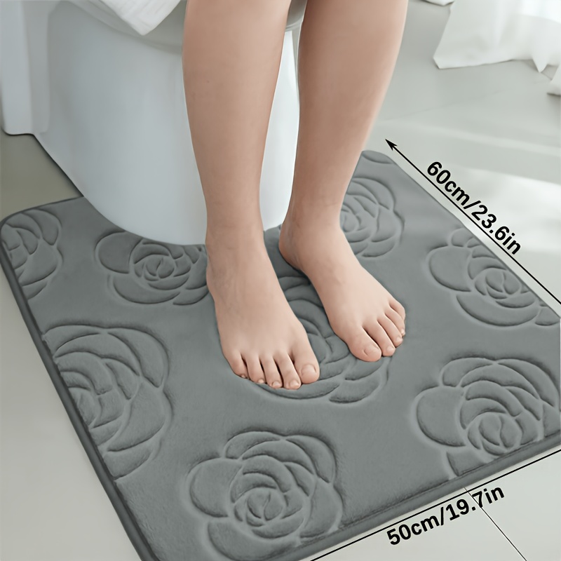 TEMU Flannel U-shaped Toilet Mat Bathroom Decor And Additions Floor Mat, Bathroom Anti-slip Mat, Soft Comfortable Non-slip Bathroom Carpet, Machine