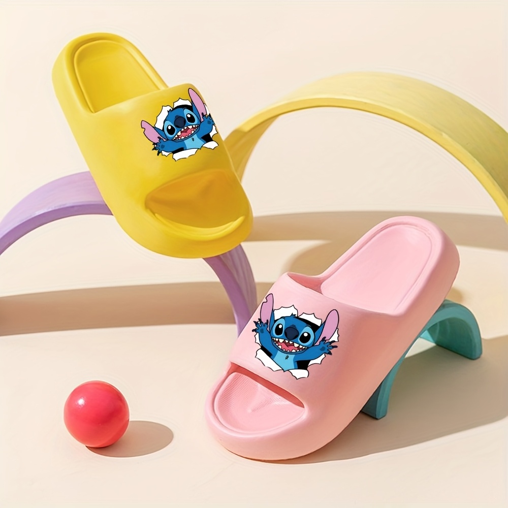 Disney Stitch EVA Slippers for Kids - Comfortable, Thick Sole, Cartoon Design, Perfect for Beach & Bathroom Play, Four Seasons Wear, Slip-On Style, Beach Slippers | Playful Design | EVA Material, Beach Accessories