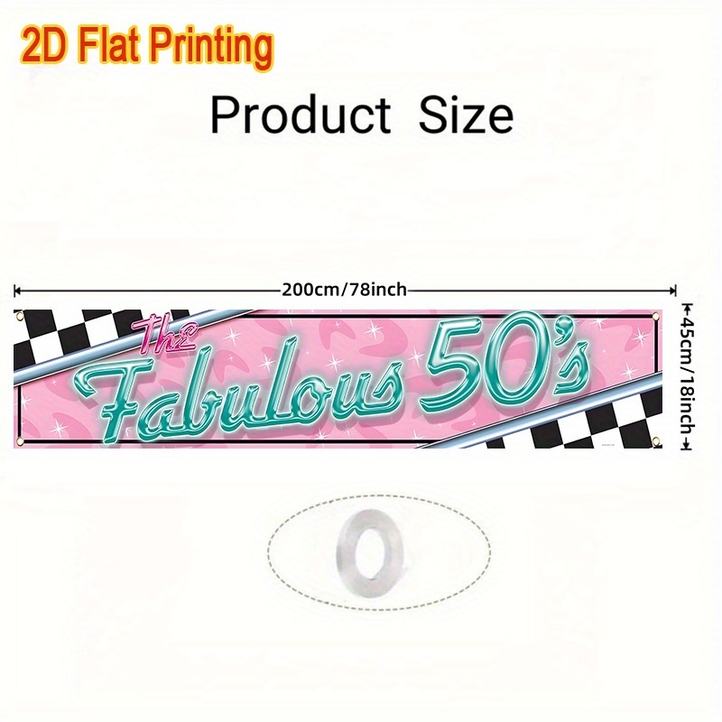 TEMU 1pc 2d Flat Polyester Back To 50's Sock Hop Banner Yard Sign Back To Rock Roll Party 50s Retro Diner Time Rock Roll Classic Party Decoration (1)