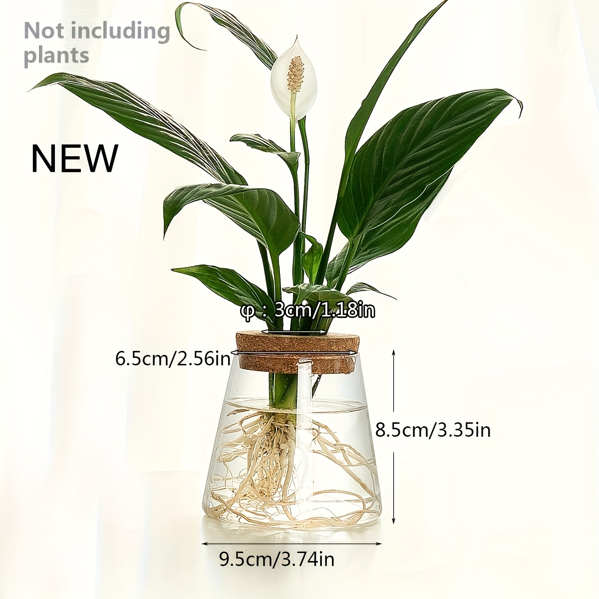 TEMU 1pc Glass Vase Hydroponic Plant Bottle With Cork Stopper Vase For Indoor And Outdoor Decoration Wedding Decoration Small Vase Plant Insertion