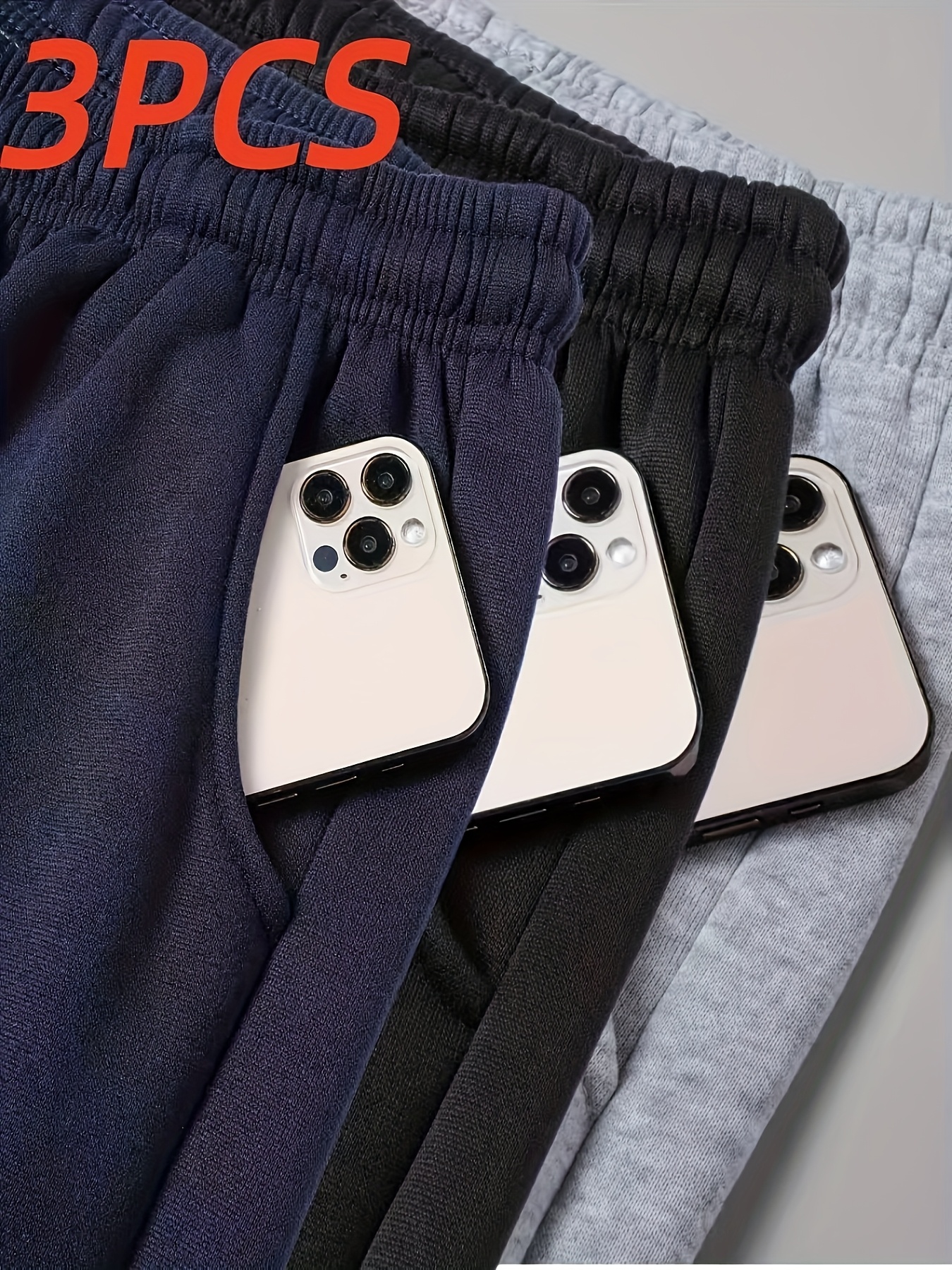 Men's 3pcs Thermal Tapered Track Pants Set - Heavy-Duty Warm Tapered Leg Fit with Pockets, Machine Washable Polyester Joggers for Gym, Casual Wear & Christmas/Halloween Gifts (Striped Athletic Pants)