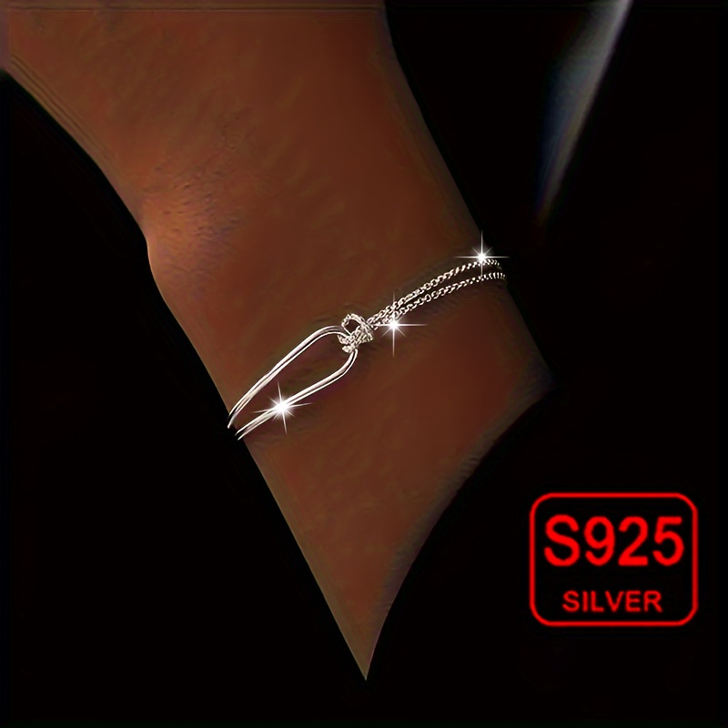 

Elegant & , 925 Sterling Silvery Unique Knotted Design Bracelet, Fashion Accessory For & Festival, Gift Box, Idea Gift, Weight 3.8g