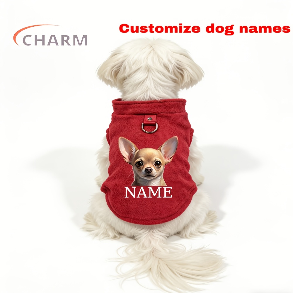 TEMU [customizable Name] Personalized Pet Clothing Fleece Vest With D-ring And Name Printing, Lightweight Dog Outfit For Small Dogs, Suitable For Toy