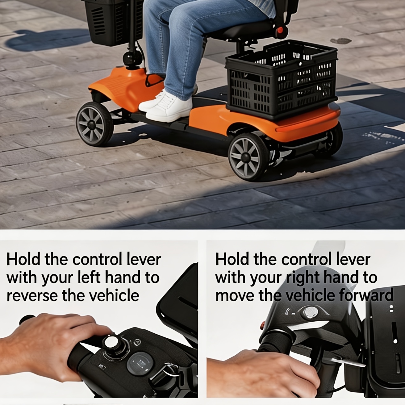 senior electric mobility scooter ergonomic handle electromagnetic brake led   basket 120kg load   Product details 2