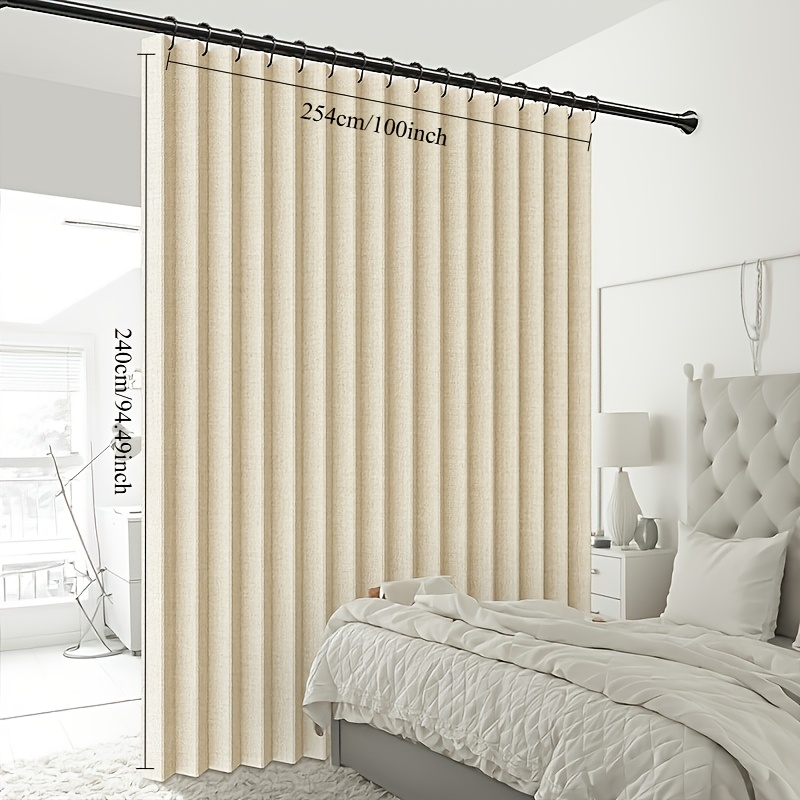 TEMU A Modern Living Room Folding Partition Curtain, Curtain With Ring, Decorative Solid Color Door Curtain, Room Living Room Home Decoration For