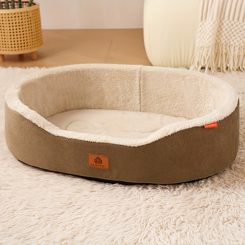 E-shop [Leichtes Luxus-] Lychee-Textur Kunstleder Haustier Ganzjahres Hundebett, Verstärkte Anti-Rutsch-Basis, Abnehmbar und Waschbar, Geeignet für