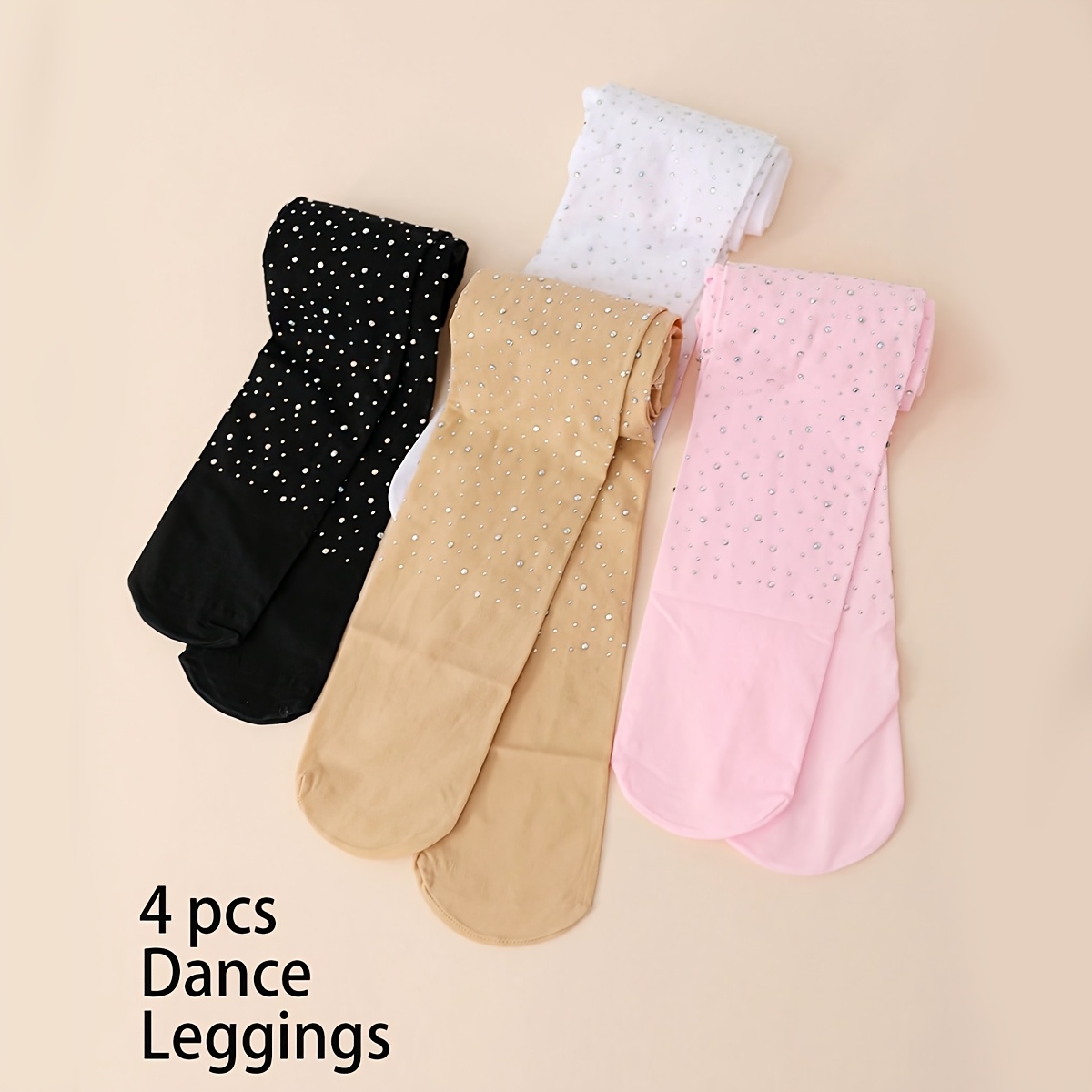 4pcs Girls' Rhinestone Tights