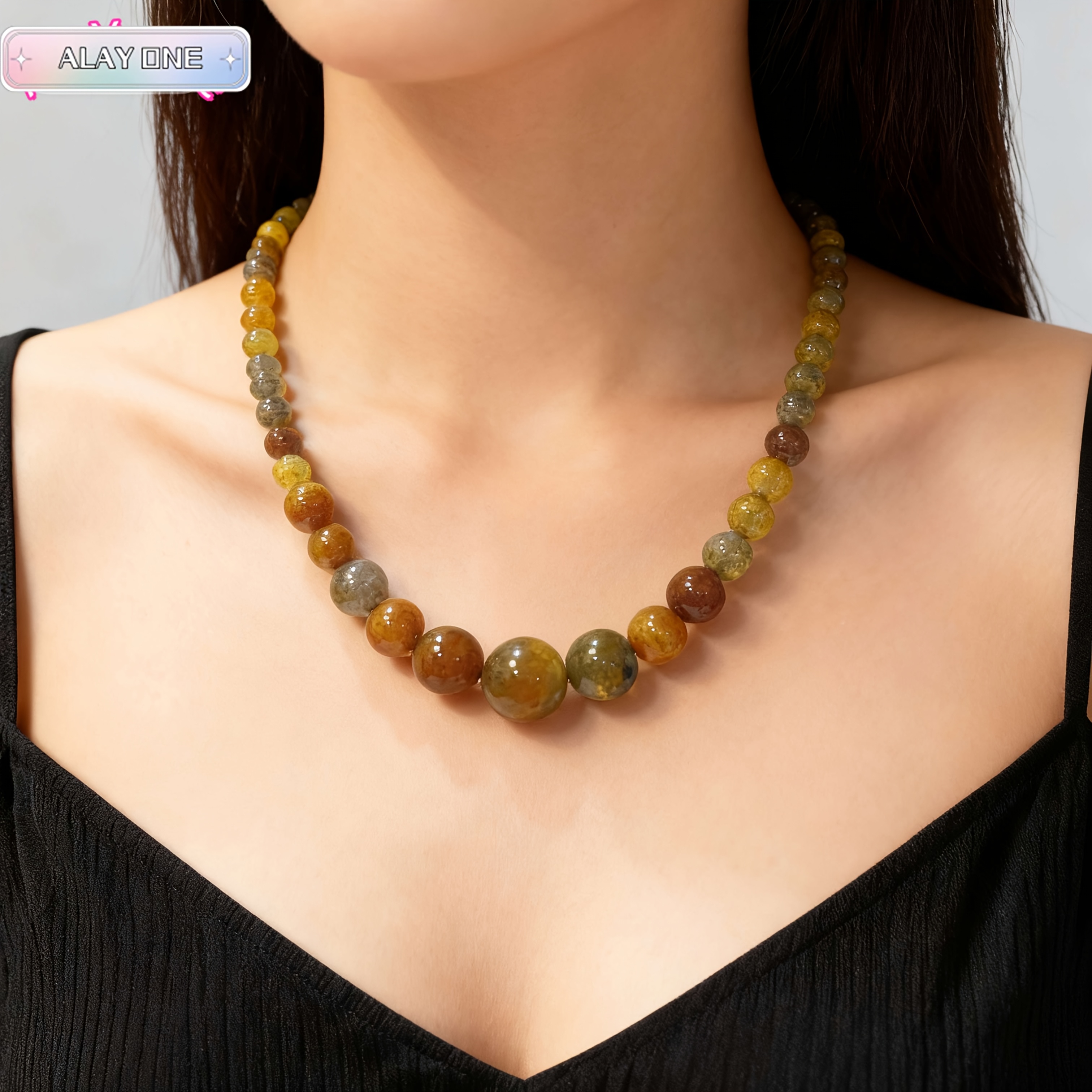 Women's Natural Dragon Vein Agate Raw Stone Collarbone Necklace