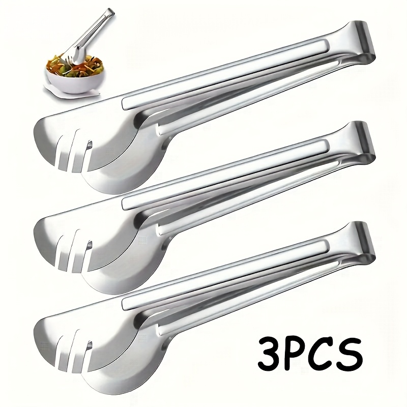 TEMU 3 pinces à en acier inoxydable, pince de restaurant de qualité commerciale pour attraper /viande grillée/salade ; ensemble d'outils de cuisine