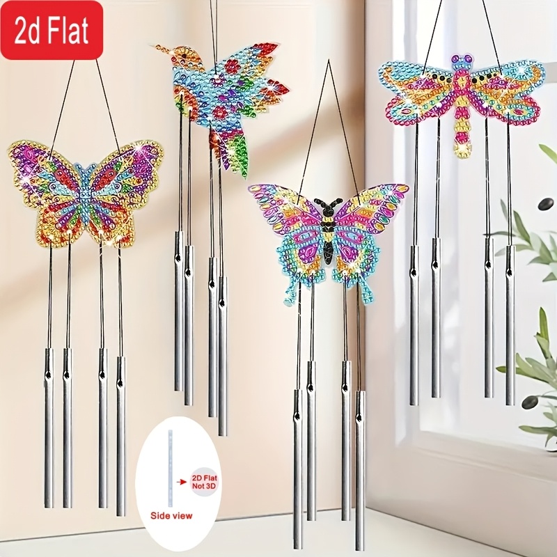 TEMU 2d Flat Sparkling Wind Chime Set - Acrylic Pendant Making Kit - Full For Multifunctional Home, Car, And Party Decor