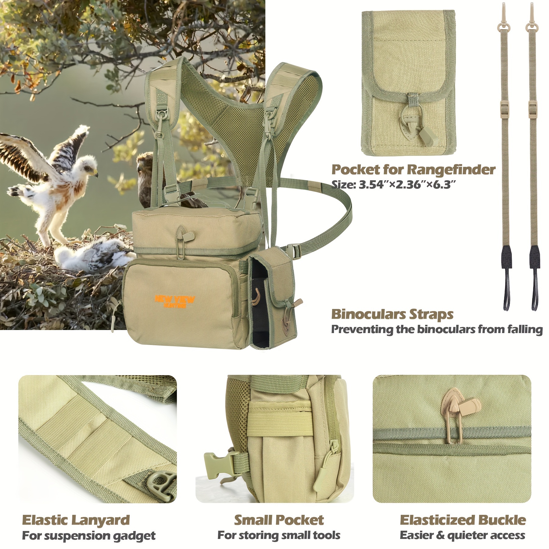 Binocular Harness Chest Pack Detachable Rangefinder Pouch - Temu