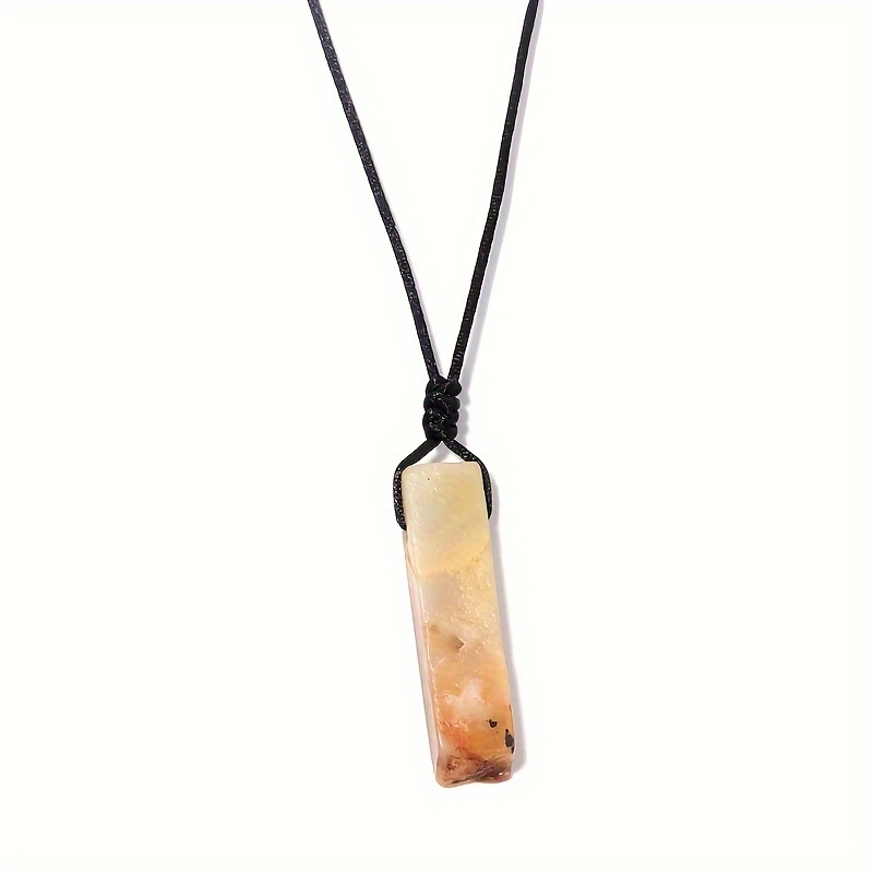 Handmade Natural Stone Rectangular Pendant Necklace