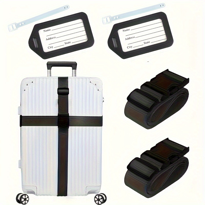 TEMU 4-pack Tsa Anti-theft Luggage Straps Suitable For Travel, Adjustable Buckle Closure With Removable Id Window, Durable Polypropylene Buckles For