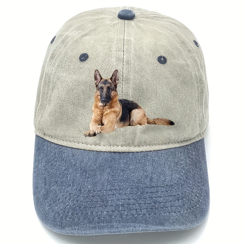 

1pc German Shepherd Printed Baseball Cap Stylish Dad Hat Outdoor Adjustable Sun Protection Sports Hats For Women