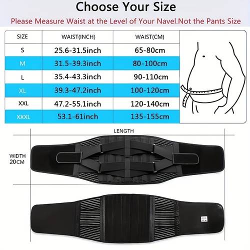 adjustable black lumbar support belt with hook and loop fastener closure modal spine back brace for men and women hand wash only lumbar support accessory ergonomic support belt modal fabric belt