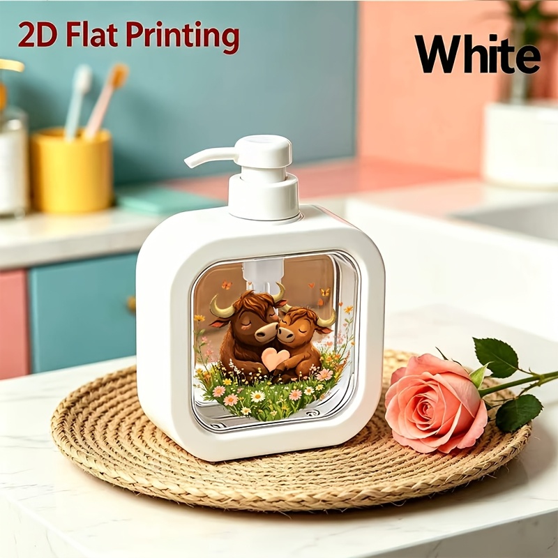 TEMU Adorable Highland Cow Soap Dispenser, Made Of Plastic. Suitable For Shampoo, Body Wash, Or Hand Soap. In Multiple Colors And Sizes, Perfect For