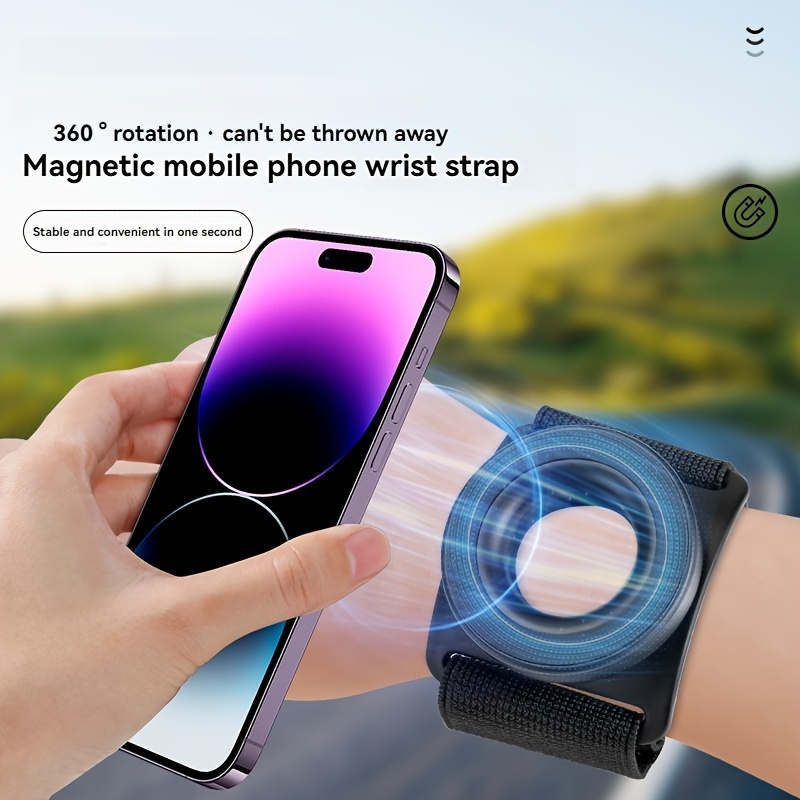 

360° Rotatable Magnetic Wristphone Holder, Nylon Non-waterproof For Outdoor Cycling, Running, Fitness Streaming - Universal Smartphone Grip Bracelet Stand