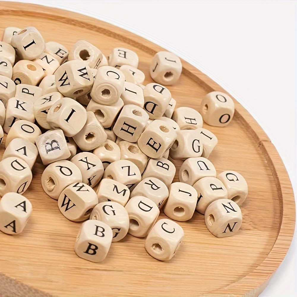 

20/100/200pcs 10mm Mixed Wooden Beads, Natural & Painted Letter Cube Charms Diy Bracelet Necklace Earrings Keychain Accessories For Beach Vacation Party Wedding Gifts Jewelry Making