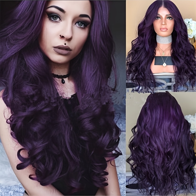 Perruque Synthétique Femme Violet Foncé Longue Ondulée - Pour Cosplay, Neuve Sans étiquettes