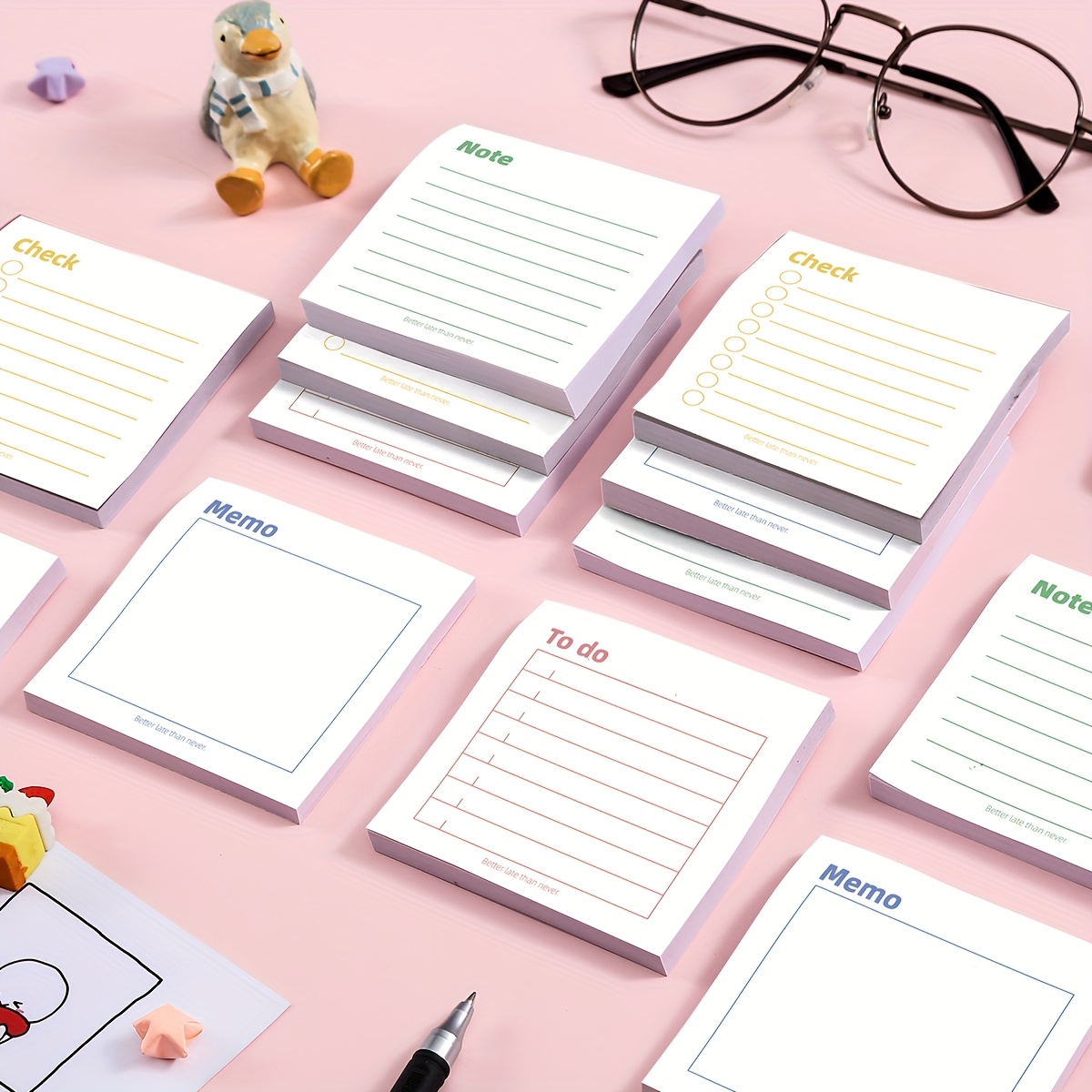 Self-Sticking Note Papers Set, High-Adhesive Productivity Planner Pads