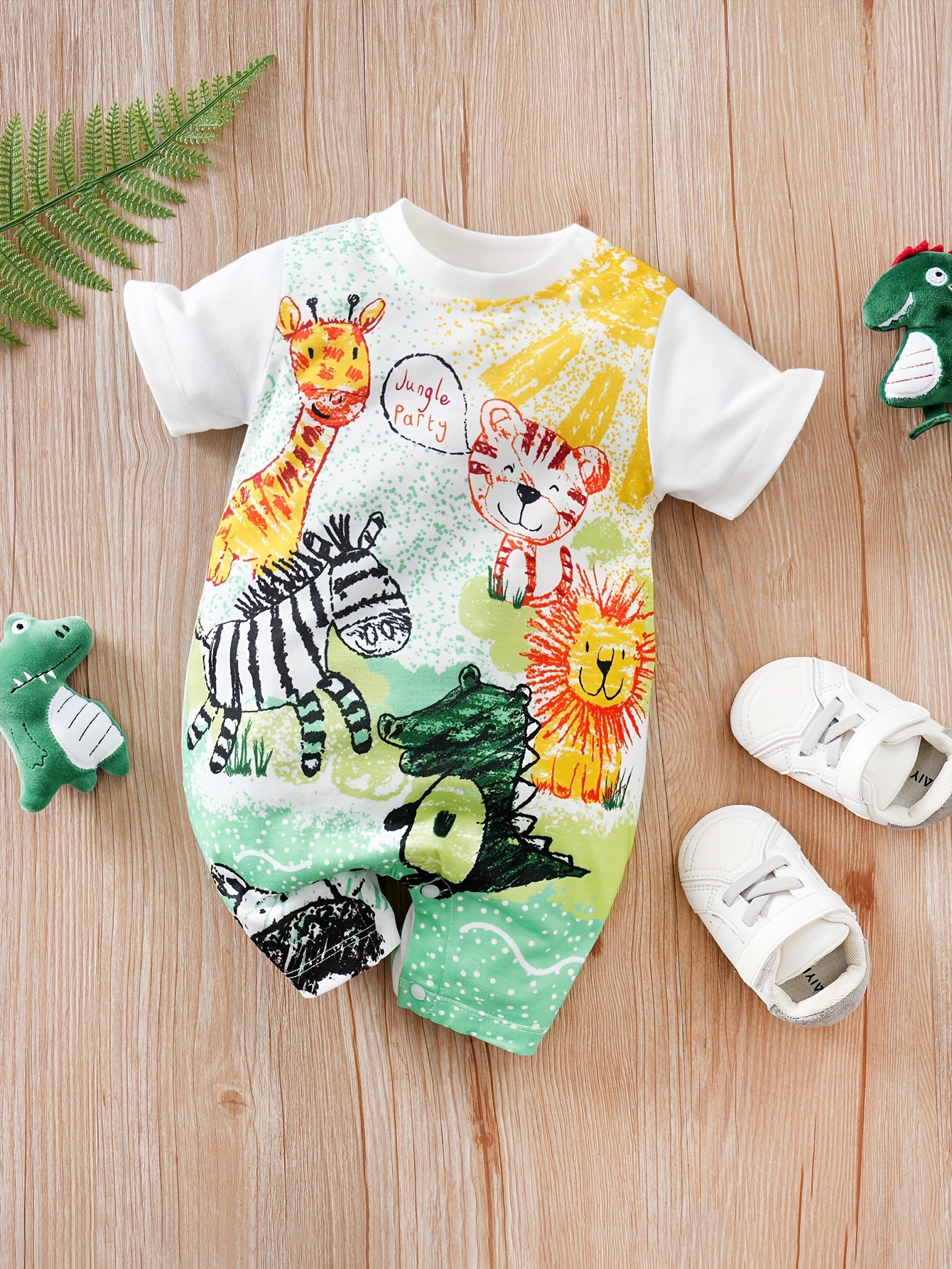 5pcs Baby All Over Cartoon Animal Print Striped Splicing Long-sleeve Set