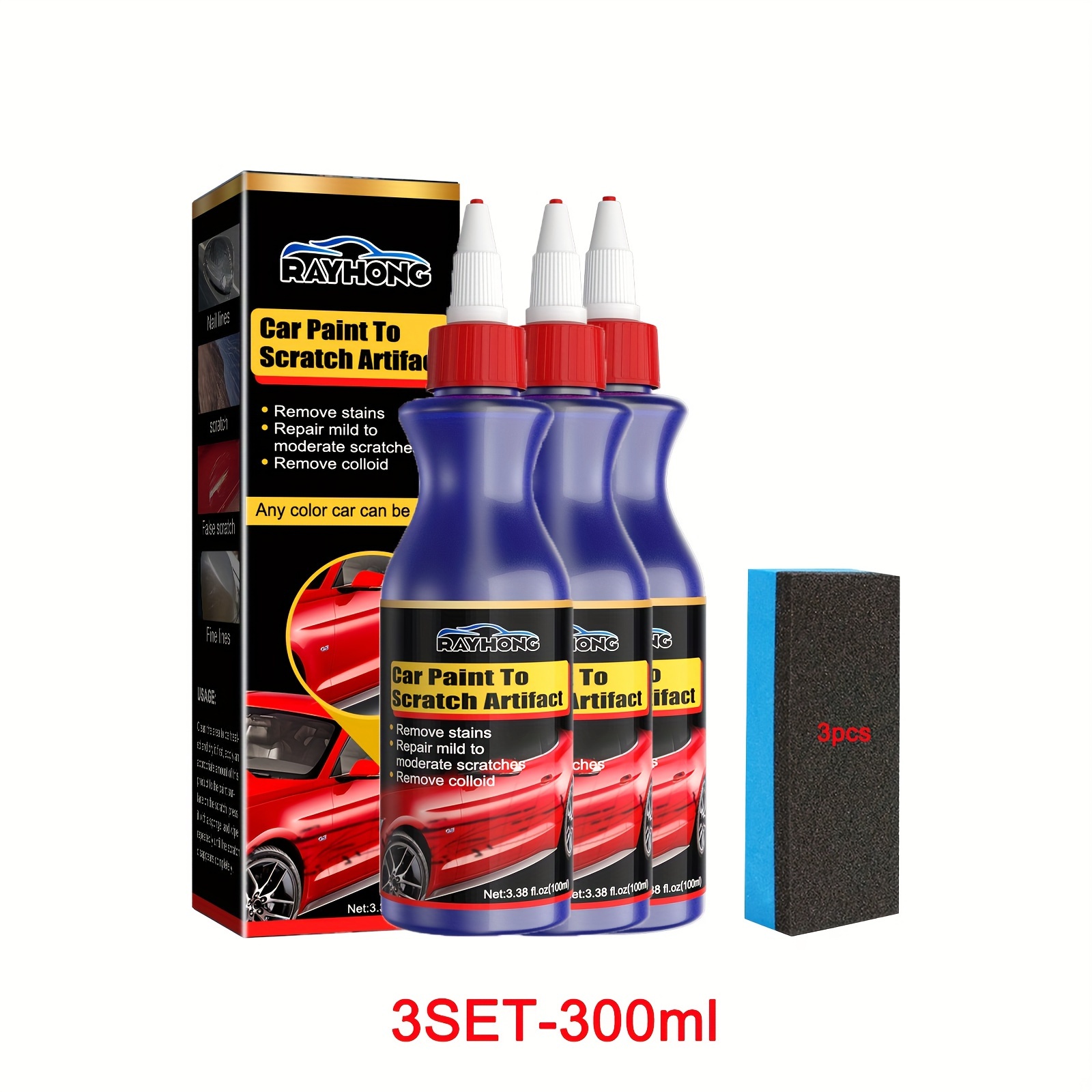 TEMU 3-bottle Car Wax Car Paint Deep Repair Vehicle Polishing Paste Removal Car Universal