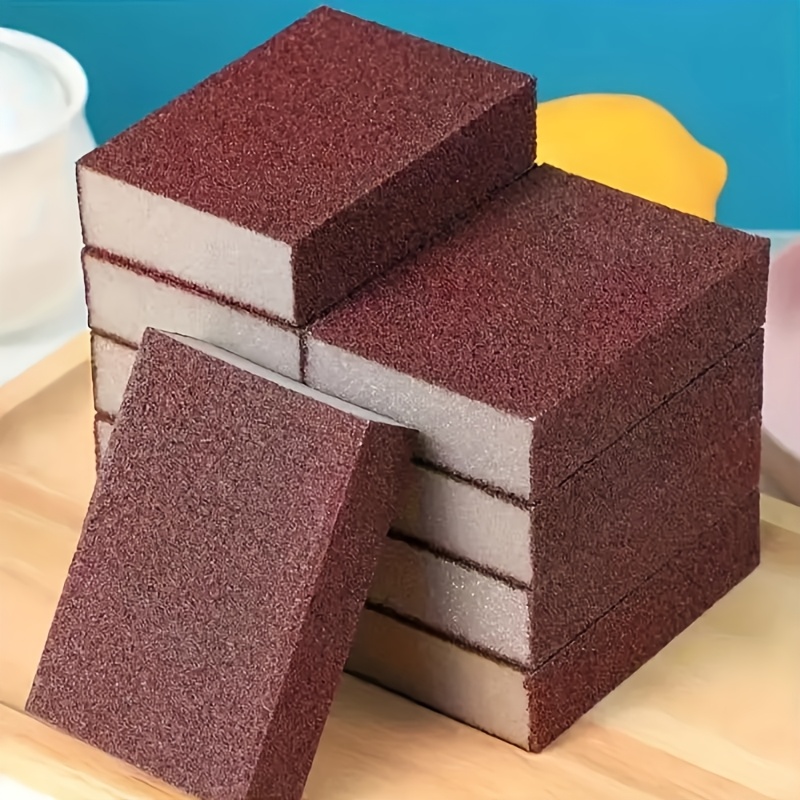 TEMU Emery Sponge Scrubber - Magic Emery-coated Pot Cleaner, Removes Black Residue From Pots And Bottoms, Durable Steel Fleece Brush With Eraser For