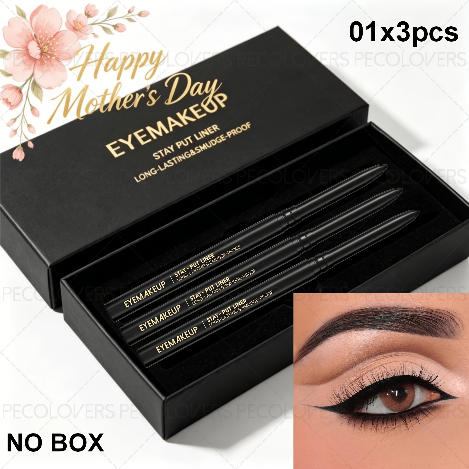 Image of 3pcs/set Waterproof And Sweatproof Black Eyeliner, Soft Texture, 24 Hours Long Lasting, , Smooth And Easy To Color, Durable, Can Create Rich Eye Makeup, , Suitable For Daily And Party Makeup