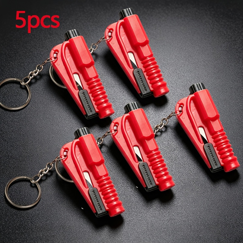 TEMU 5-pack 3-in-1 Car Emergency Keychain, Portable Vehicle Tool With Window Breaker, Seatbelt Cutter, Emergency Whistle