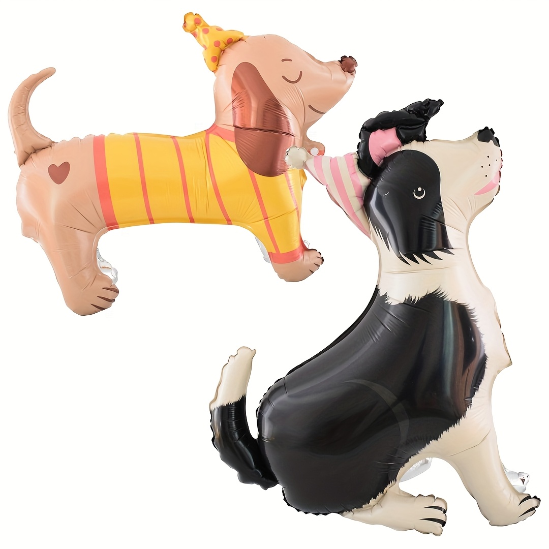 Image of 2pcs Standing Animal Balloons Pet Dog Foil Balloons, Cute Puppy Poodle Bulldog Labrador Shepherd Dog Dachshund Children's Birthday Party Supplies Animal Themed Shower Party Decorations