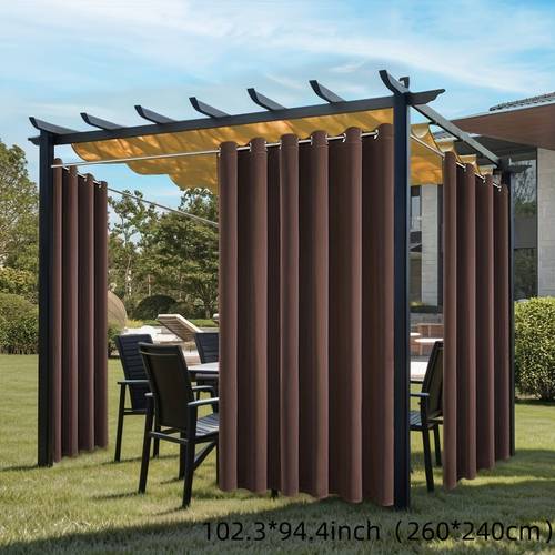 1 rideau occultant 100% pour intérieur et extérieur, rideau dombrage extérieur pour gazebo, rideaux de fenêtre extérieurs pour terrasse, rideaux à anneau de corde pour protection solaire et intimité, rideaux de protection uv et , pour terrasse, , gazebo