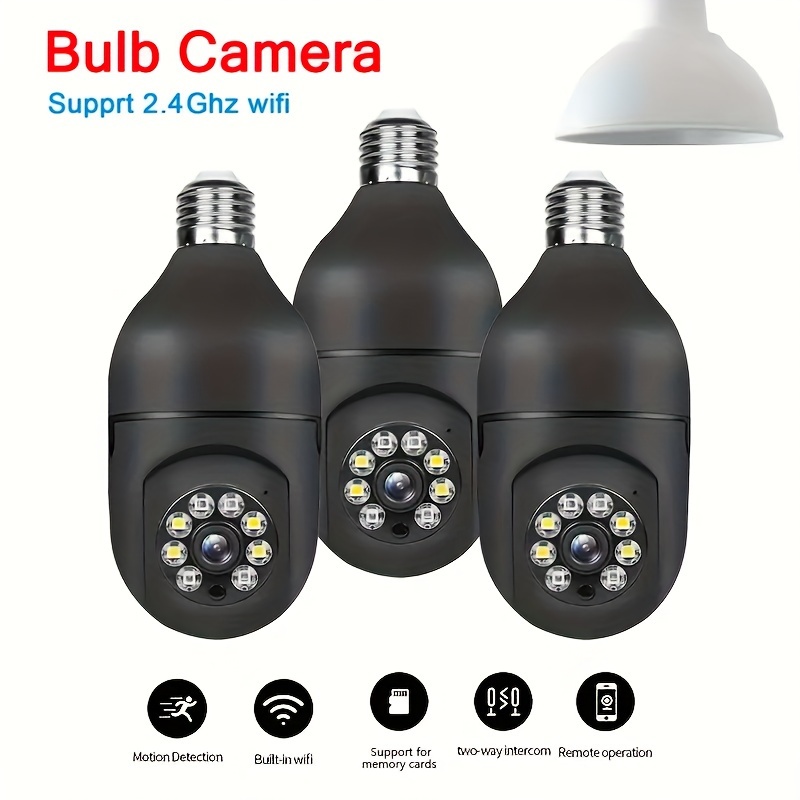 Caméra de sécurité intelligente à ampoule, caméra ip de surveillance Vr  sans fil 2k 3mp 360 degrés 2,4 g, caméra ip de surveillance vr sans fil  intérieure / extérieure pour moniteur de