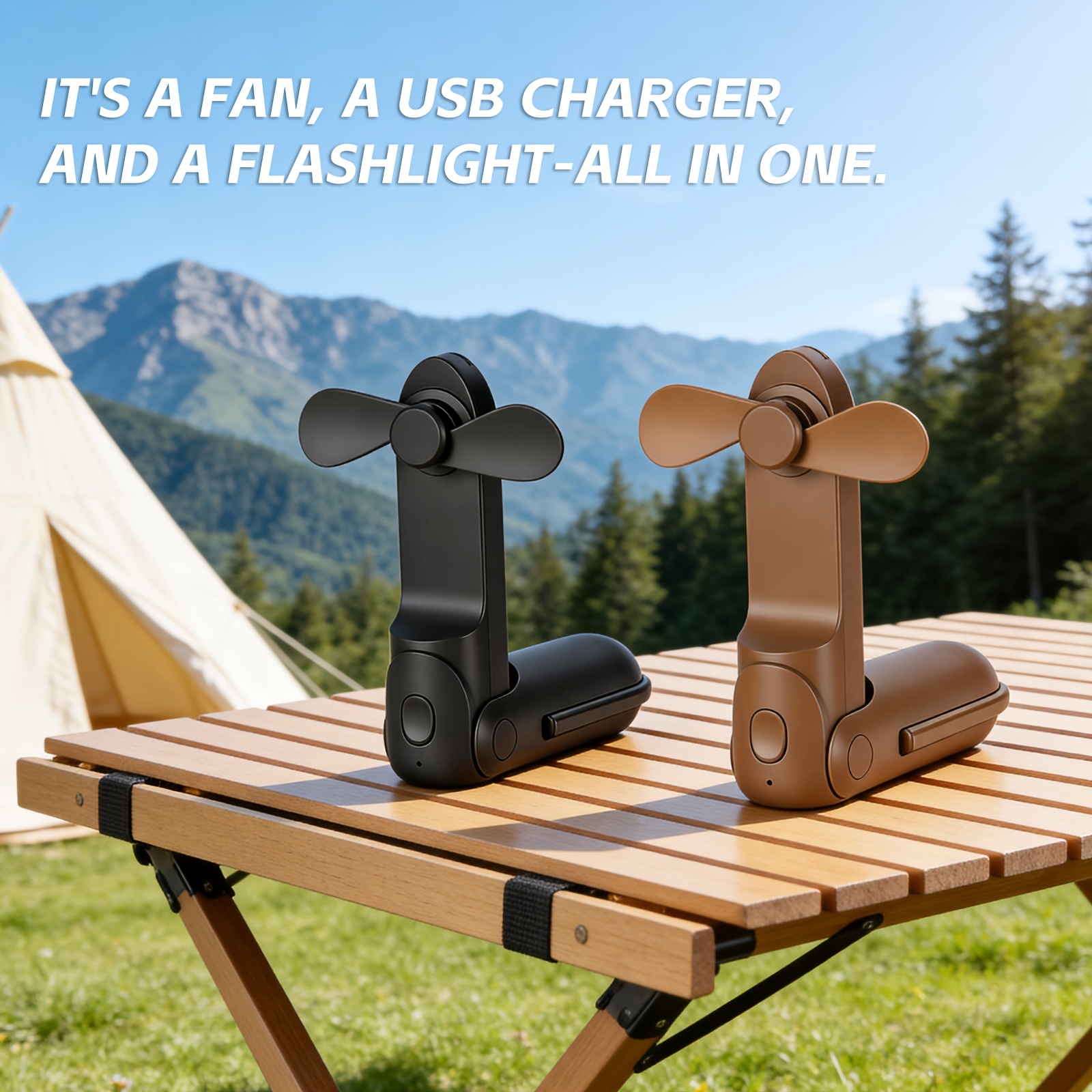 [Handheld Desktop Dual-Use] Small Fan USB Charging Portable Super Quiet Strong Wind Mini Portable Handheld Fan Foldable Desktop Dormitory Office Car Home Cooling + Mobile Phone Battery Life + Night Lighting + Power Bank