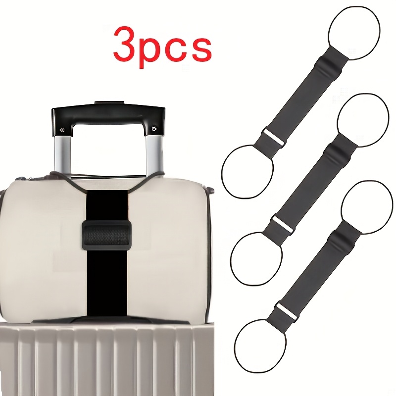 TEMU 3-pack Durable Nylon Elastic Luggage Straps - Adjustable, Suitable For Suitcases, Backpacks, And Travel Bags, With Secure Fastening Straps To