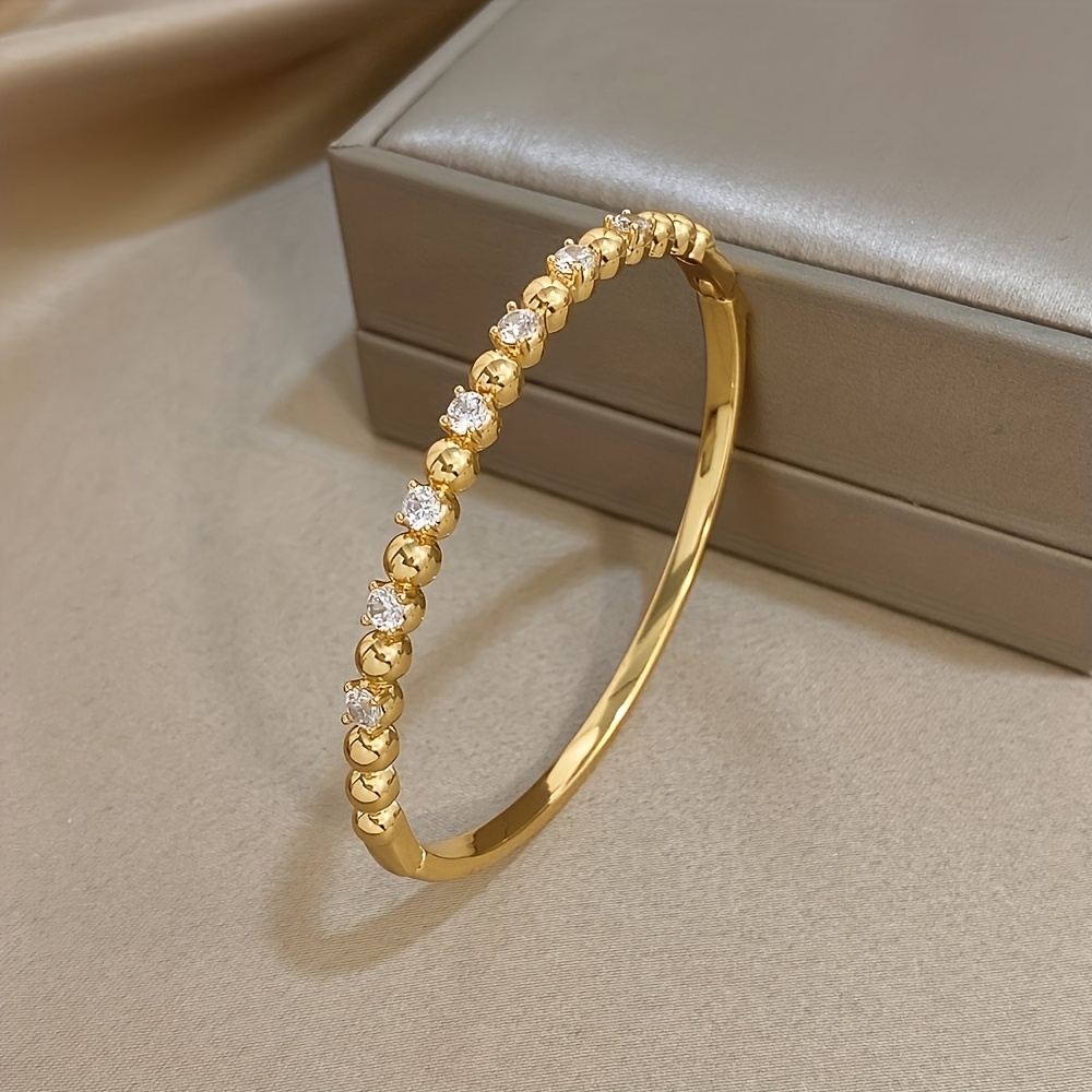 Women's Beaded Thin Bracelet with Synthetic Zirconia, Gift