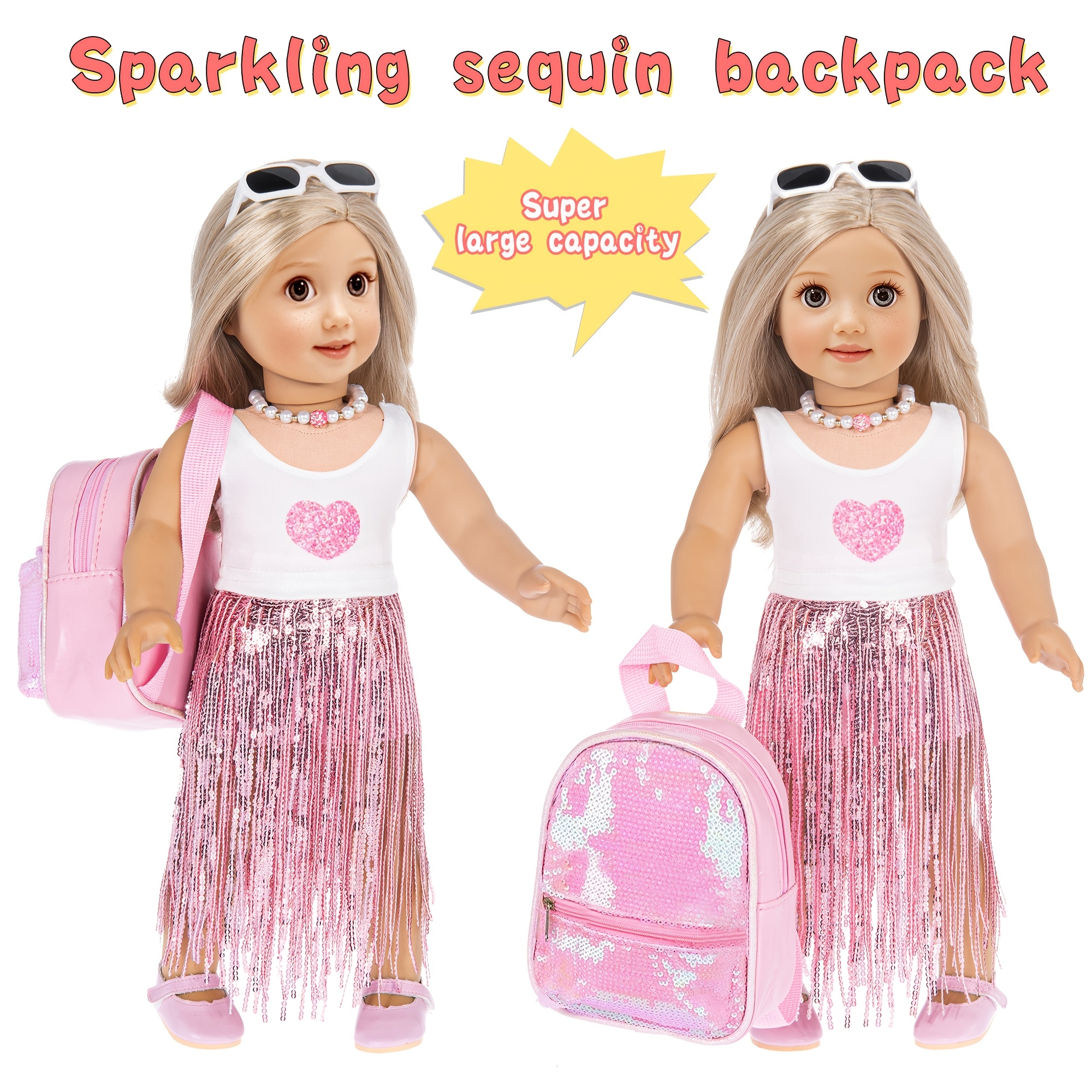 ropa accesorios muñecas 18 pulgadas maleta viaje mochila Temu