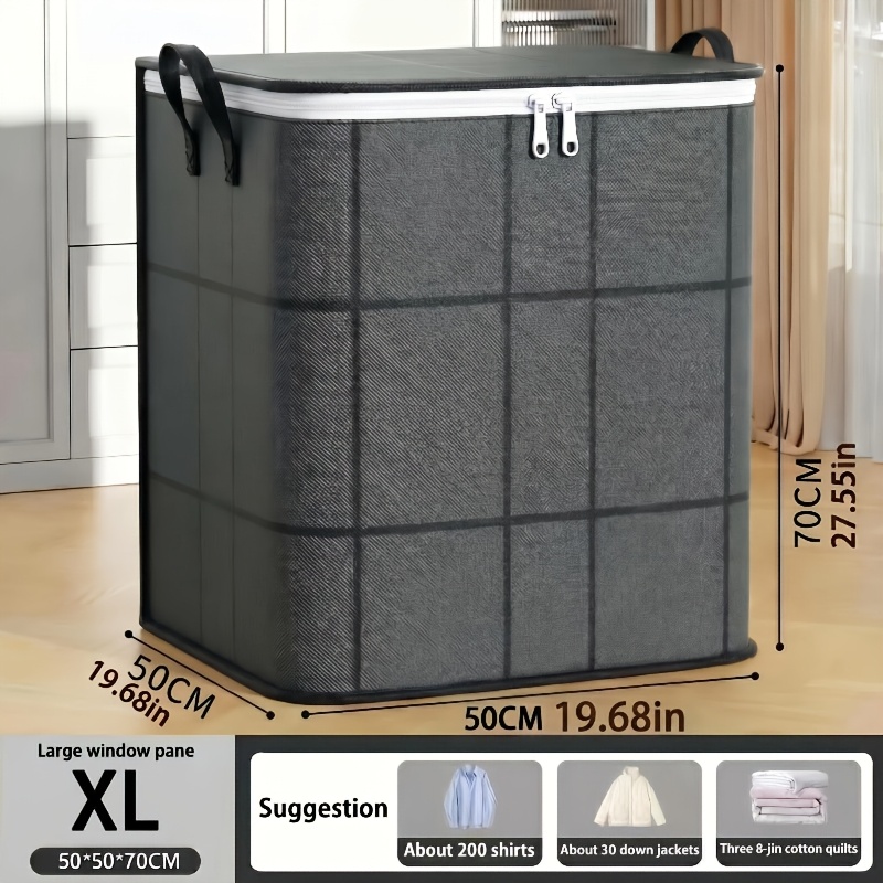 E-shop Große Aufbewahrungstasche für Kleidung - Vliesstofftasche mit Reißverschluss und Griffen | Organizer-Box für Bettdecken, Kleider, Kleidung und