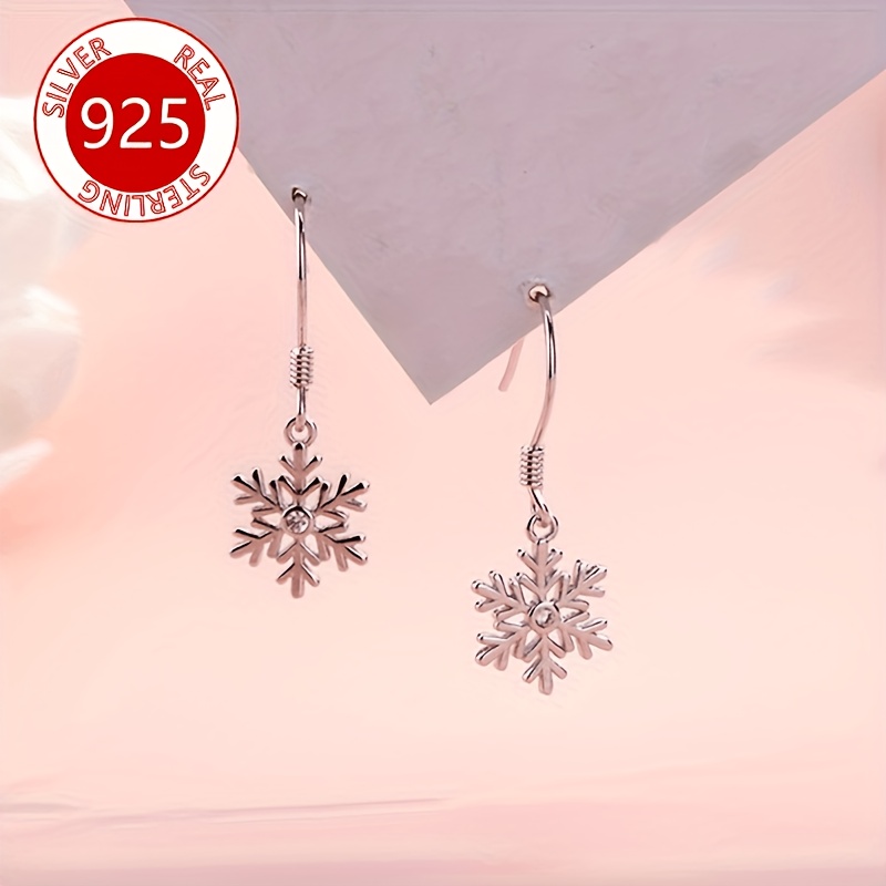 Women's 925 Sterling Silver Hypoallergenic Snowflake Earrings