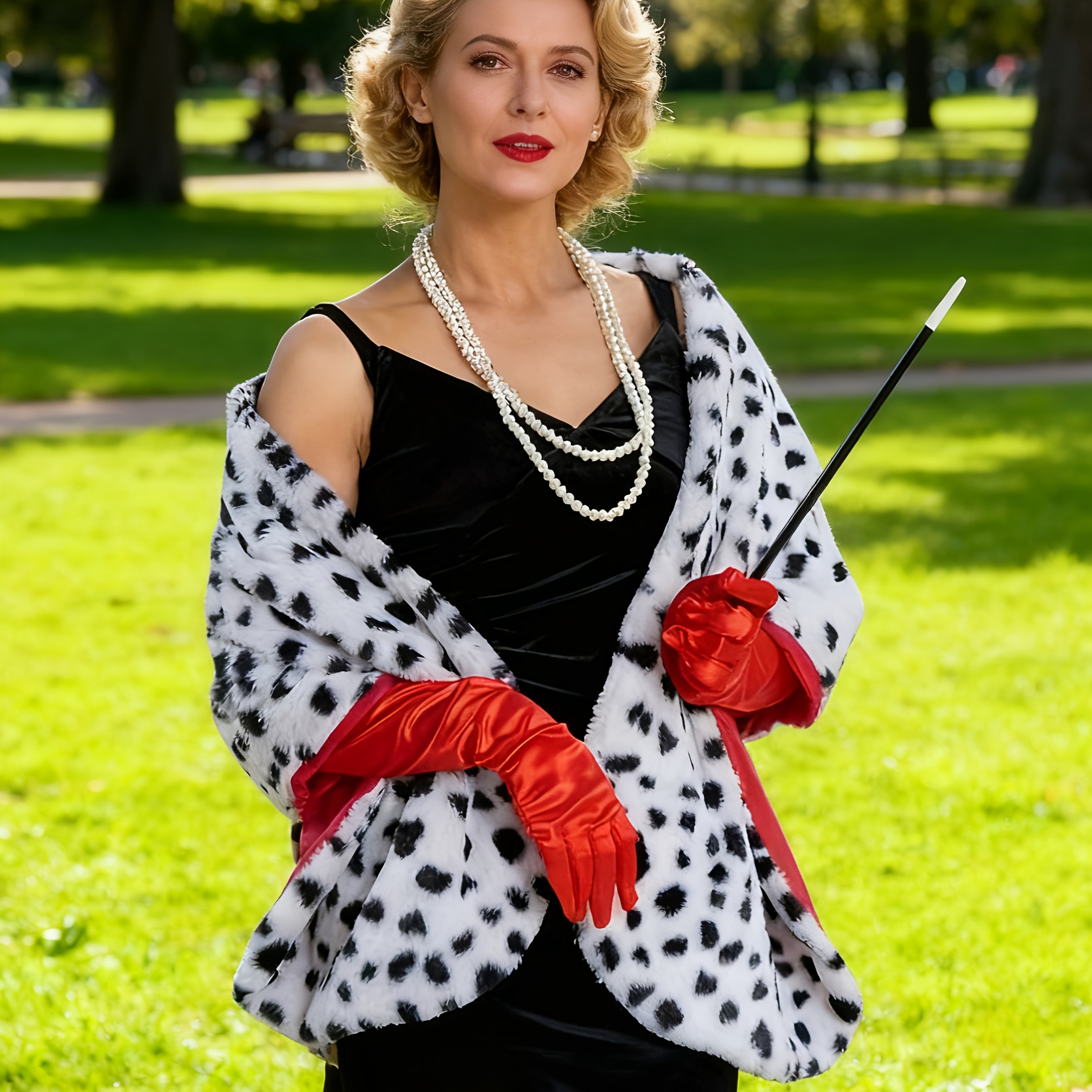 TEMU Women's Autumn And Winter Shawl Coat In Black And White Polka Dots, Made Of Soft And Comfortable Fiber, Warm And Windproof, Perfect For , Dates,