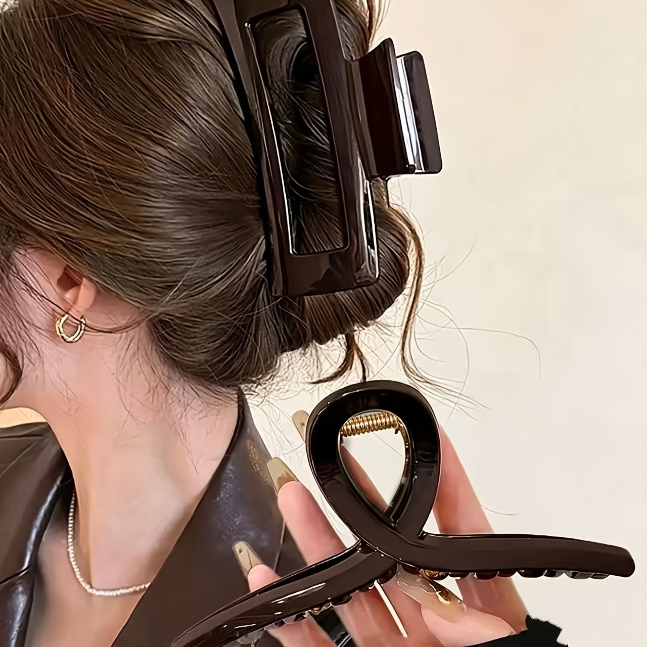 E-shop 2er-Pack Braun Retro Große Haarspange Temperament High-End Haarspange für den Hinterkopf, geeignet für Büro, tägliches Haarstyling,