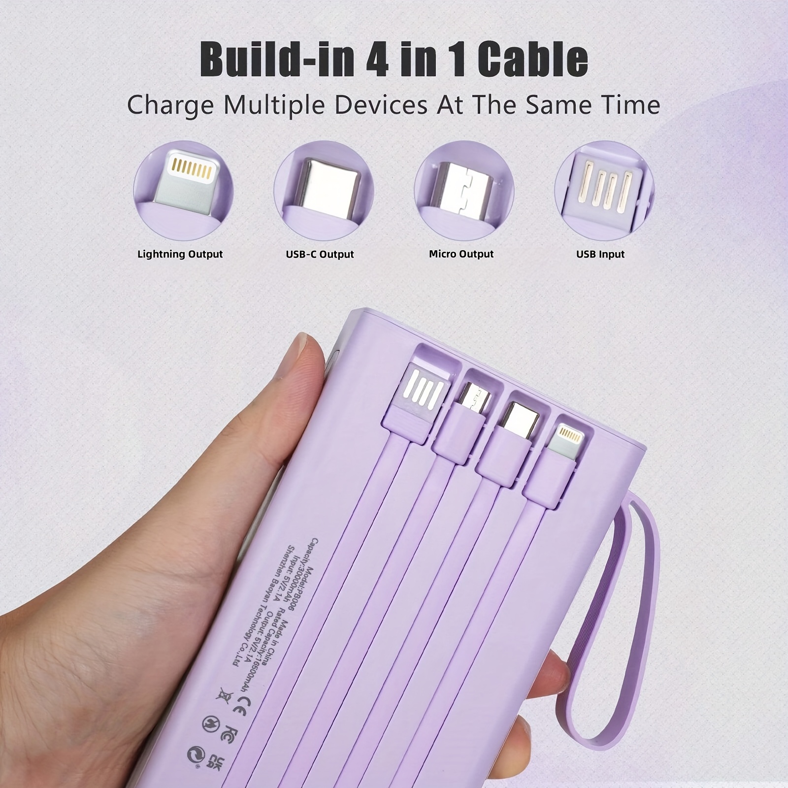 10000 20000 30000mah super large capacity portable 5w slow charging 15w fast charging power bank high   business minimalist style build with   4     camping lights travle must have for iphone  