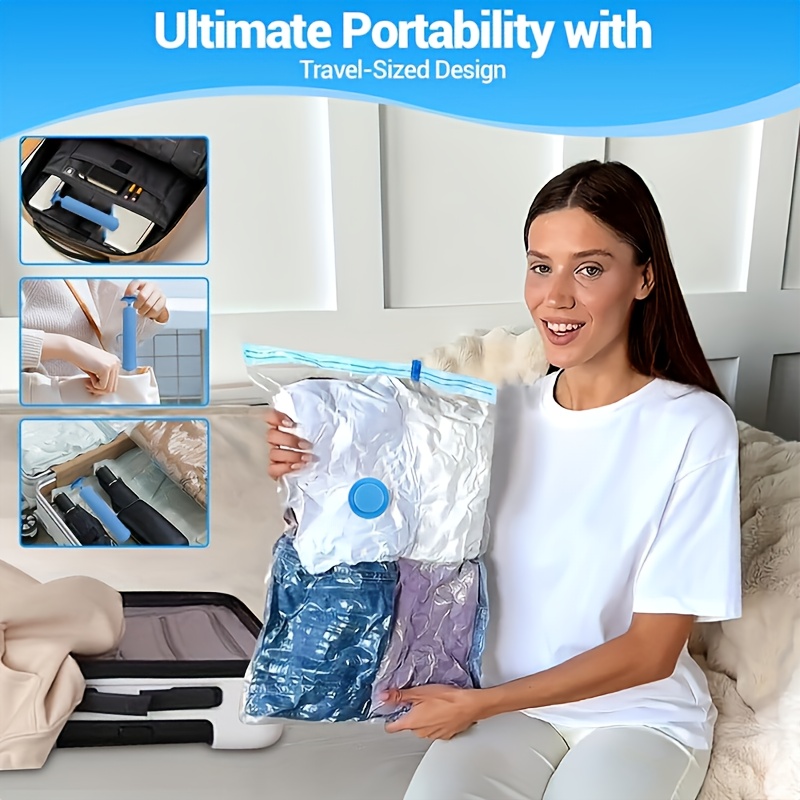 15pcs Vacuum Compression Bags Set with Manual Air Pump
