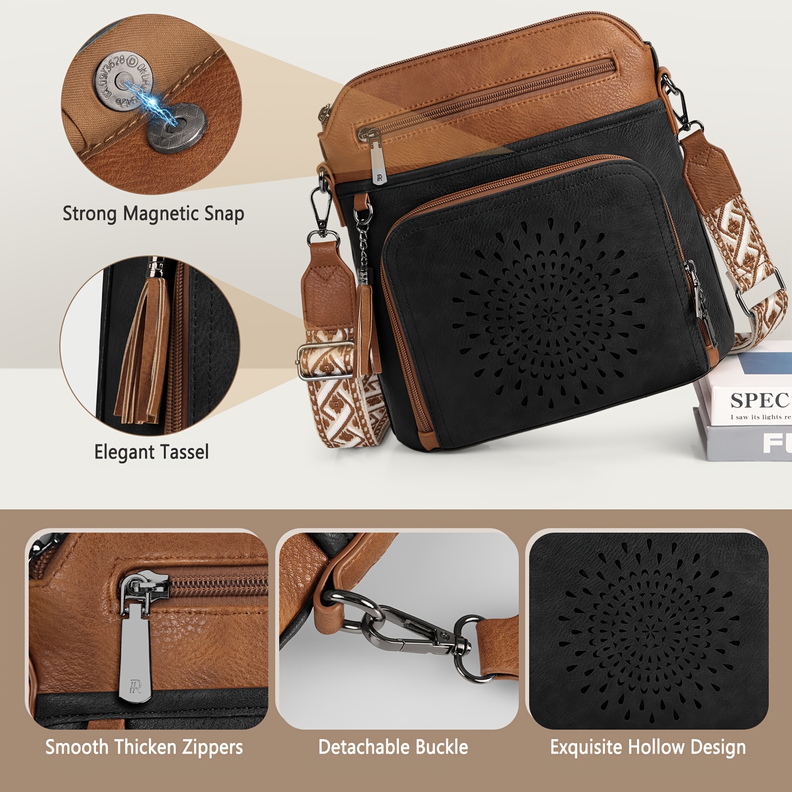 RAINSMORE Designer Medium Crossbody Bag for Women