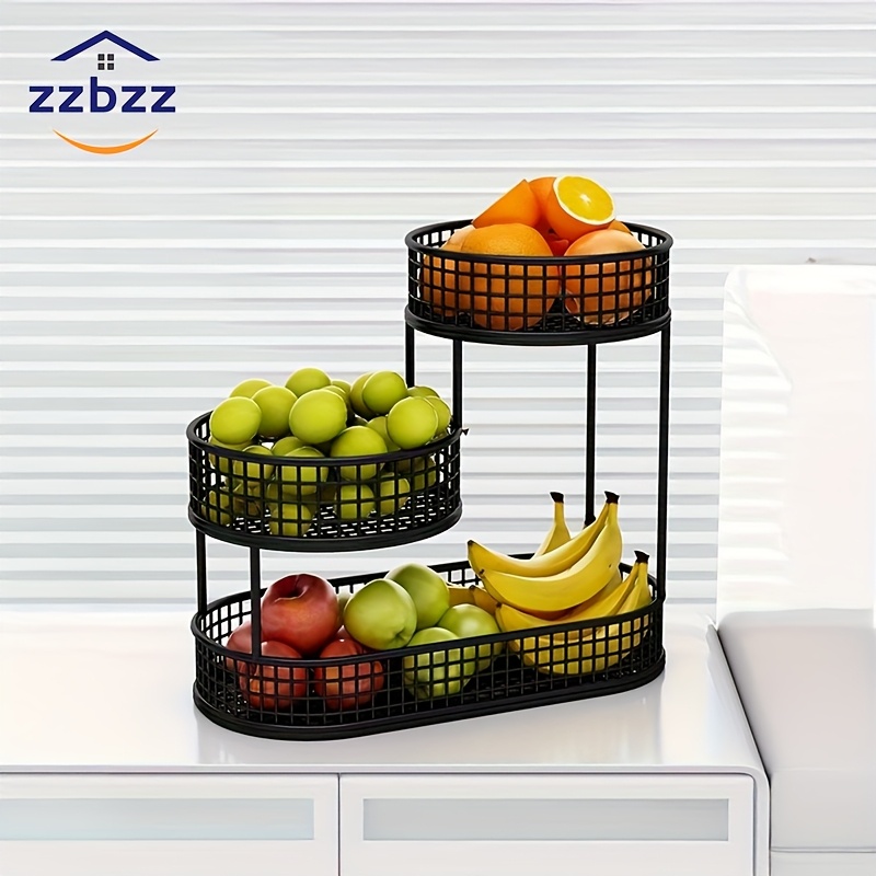 

Zzbzz Elegant Multi-tier Metal Fruit Basket - Snack And Fruit Stand For Living Room, Versatile Serving Tray With 3/4 Tiers, Home Decor & Kitchen Organization