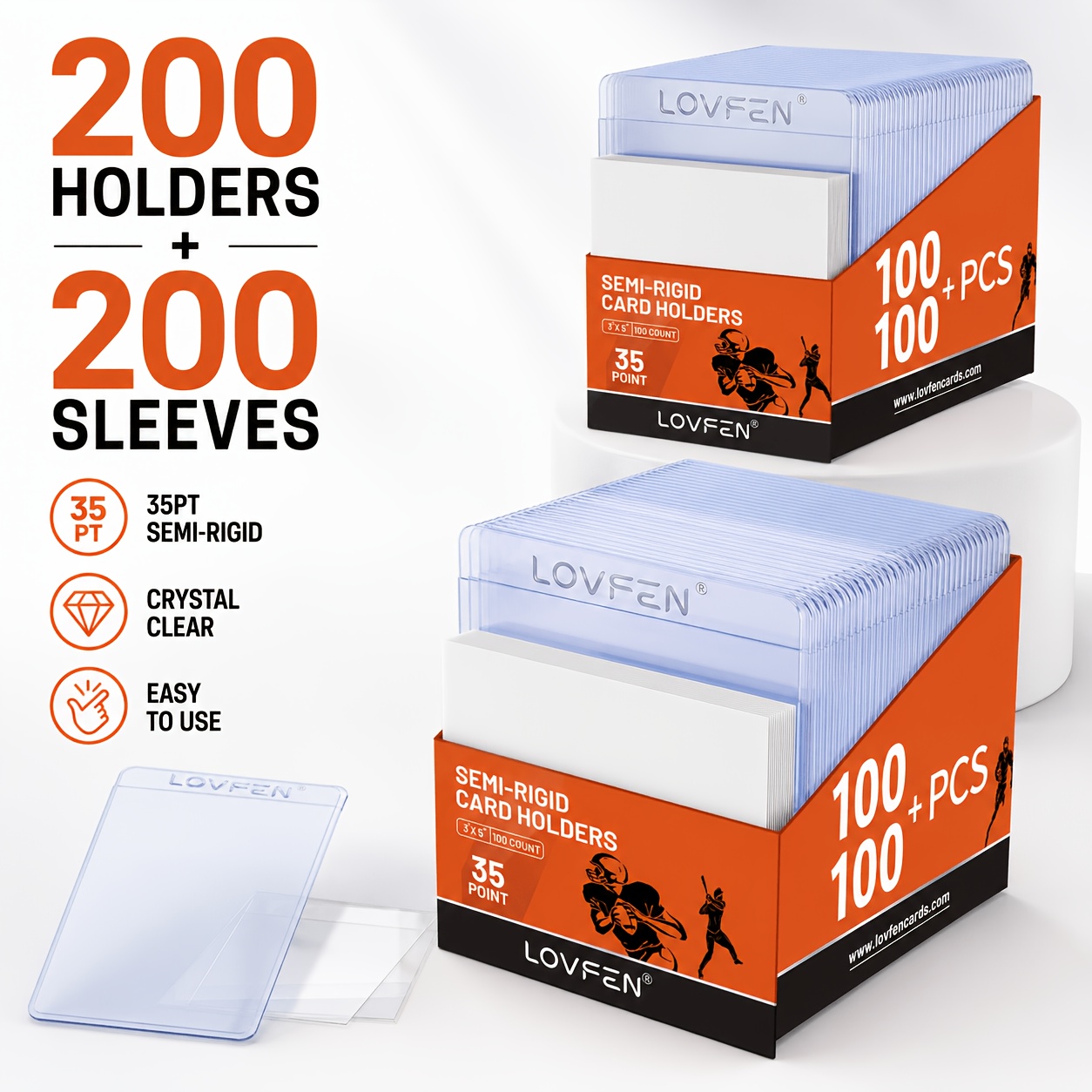 Image of Lovfen 200pcs Semi-rigid Card Sleeves And 200pcs Sleeves For Bgs/sgc/csg , Baseball Card Protectors, Rigid Card Holders For Trading Card Set