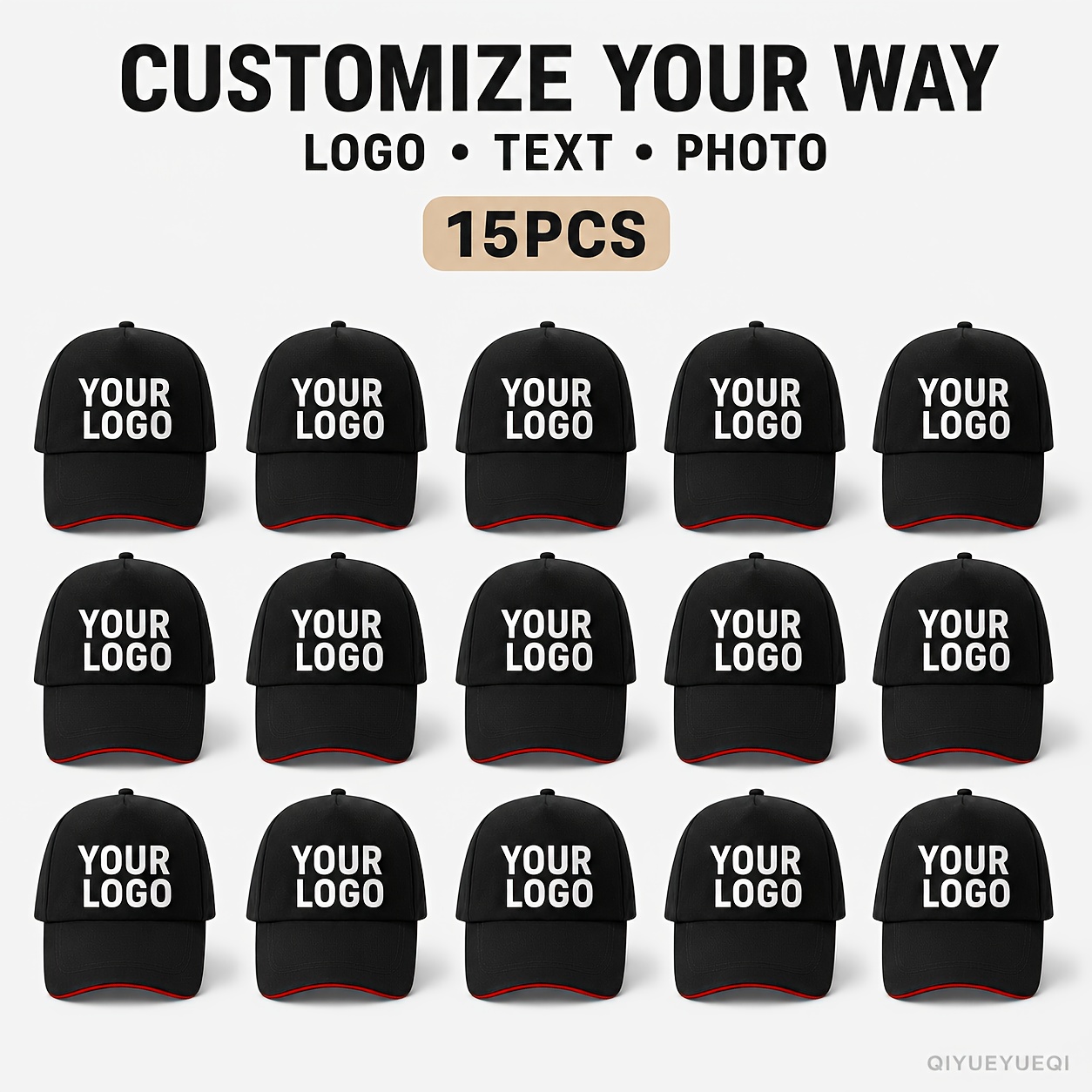 15pcs Personalized Custom Baseball Caps, Adjustable Snapback